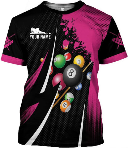 MoonArt Personalized Billiard Shirts 3D Billiard Shirt Custom Billiard Flag Shirt Men's Pool Billiards Shirt 8 Ball Men Women