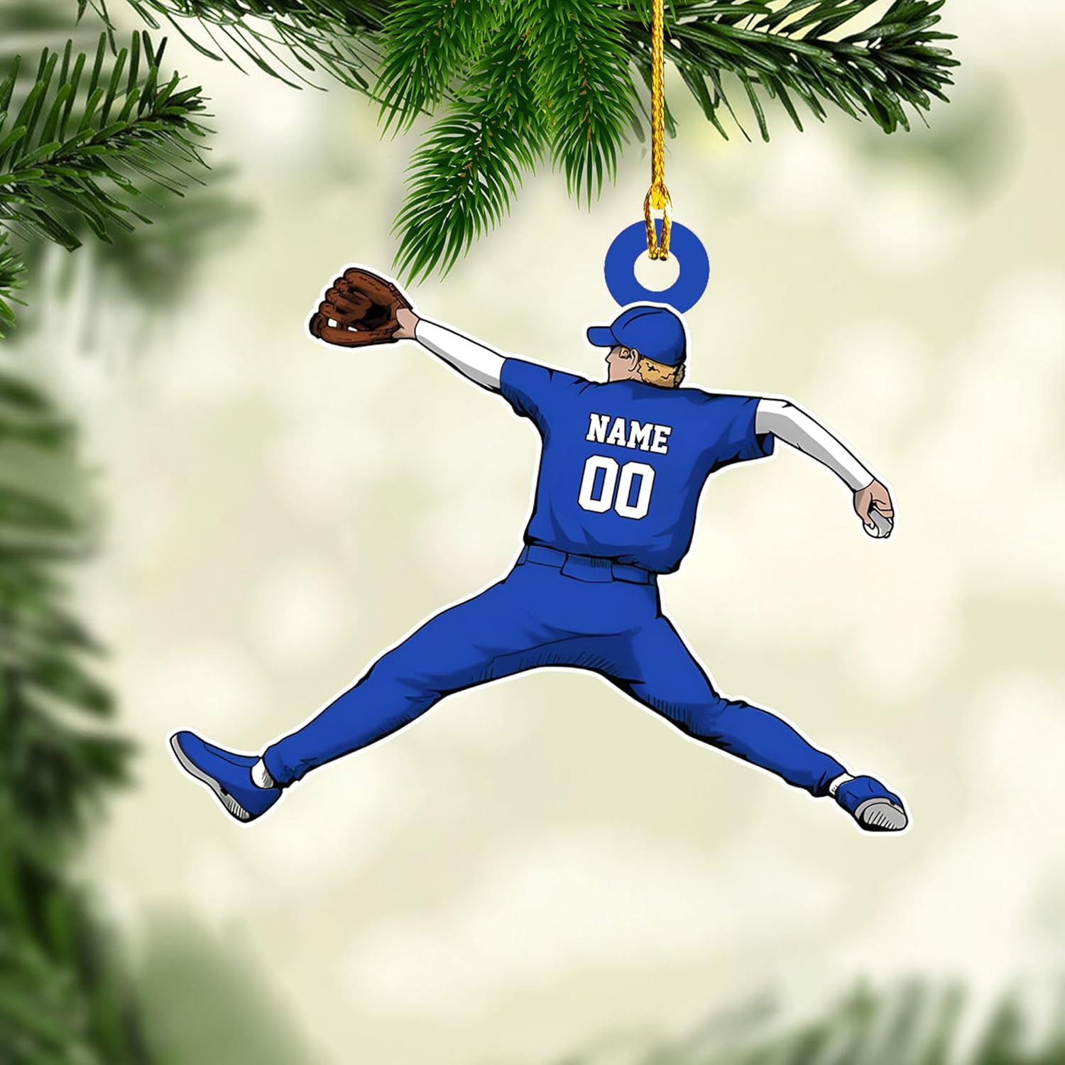 Artparel Personalized Baseball Ornament Christmas Tree Decoration Custom Baseball Christmas Ornament 2D Shape Flat Baseball Lover Gifts Beginner Baseball Players Ornament Gift (BB 25)