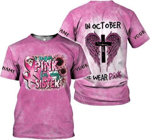 Mostprints Personalized Name Breast Cancer Shirts for Women 3D, Breast Cancer Shirt, Breast Cancer Gifts for Women S-5XL