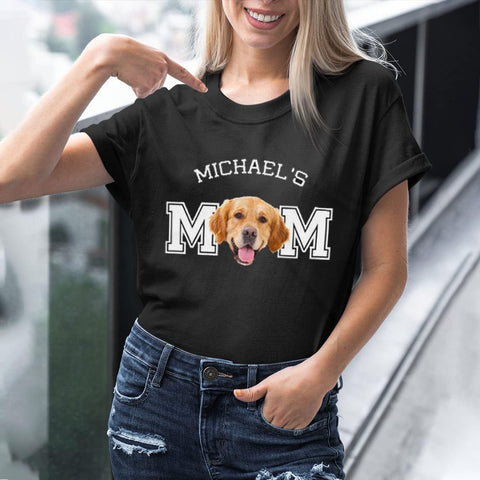 Personalized Dog Mom Shirt Sweatshirt Hoodie with Photo Names Puff Letters Gifts for Women Dog Lovers Christmas Mother's Day