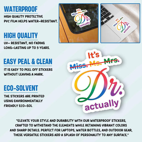 (3PCS) It’s Miss. Ms. Mrs. Dr. Actually Academic Feminist Sticker, Gifts Funny Feminist Stickers LGBTQ Sticker Pride Rainbow Quote Vinyl Decal Waterproof for Tumbler, Notebook, Phone 3 Inch