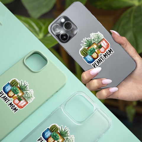 (3Pcs) Plant Mama Sticker, Plant Vinyl Decal, Laptop Plant Stickers, Mom Plant Accessories, Mama Accessories, Great Gifts for Mom - Stickers for Laptop Water Bottle Phone Car Window Helmet 3" (PM 1)