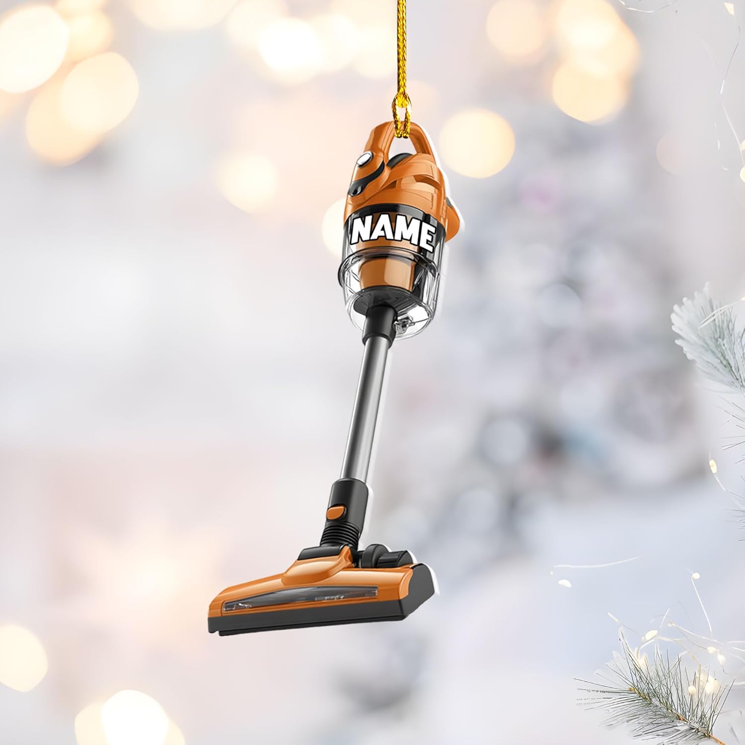 Customized Vacuum Cleaner Christmas Ornament, Cleaning Tools Ornament for Christmas Tree, Gift for Housewife Housekeeper, Holiday Xmas Tree Hanging Decor for Mom Woman Wife (Acrylic, Style 4)