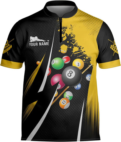 Personalized Billiard Bowling Jersey 3D Billiard Shirt Custom Billiard Flag Shirt Men's Pool Billiards Shirt 8 Ball Men Women