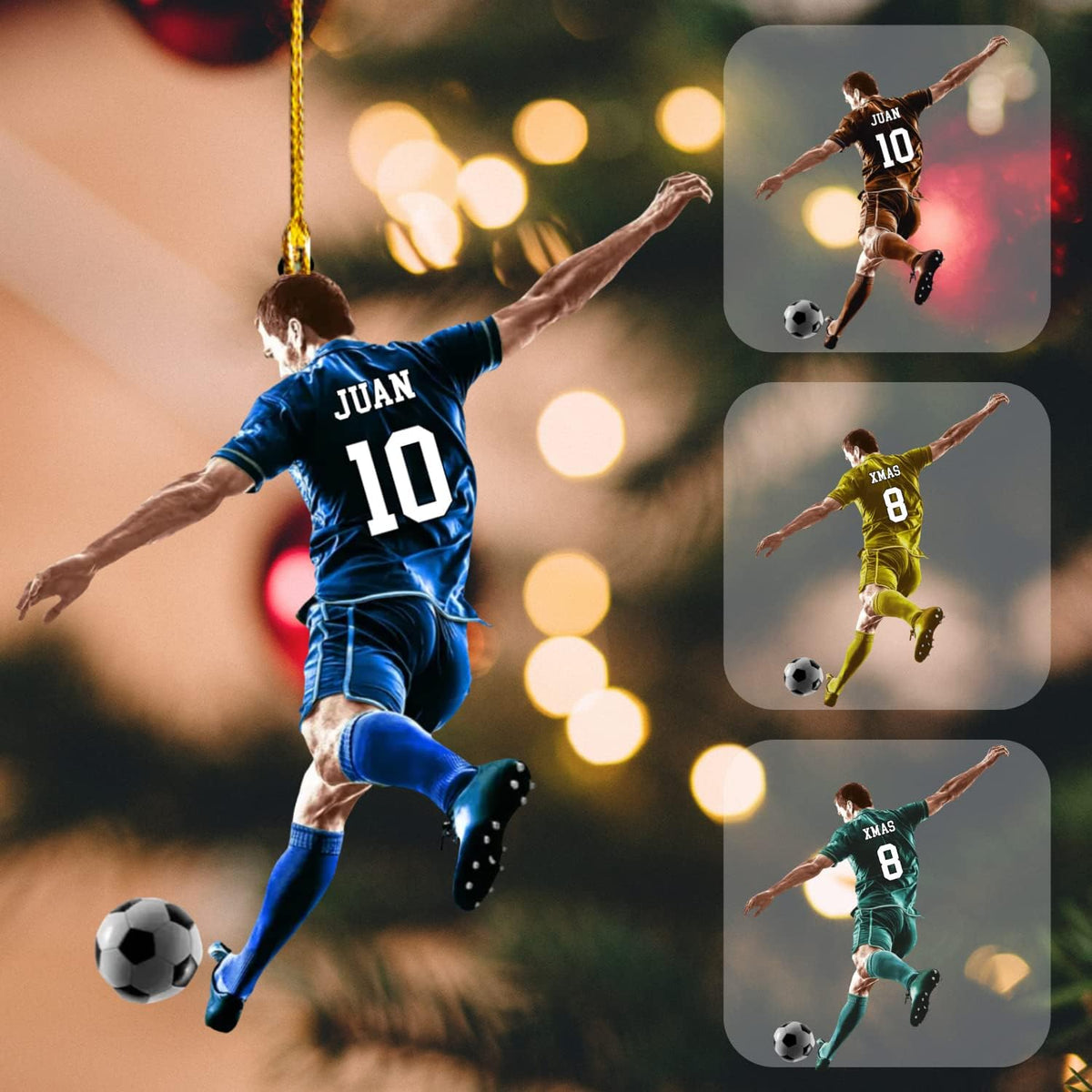 Personalized Soccer Player Christmas Ornament Great Gift Idea for Soccer Players and Soccer Lovers Custom Name Christmas Wood Plastic Ornament Custom Christmas Tree Hanging Gifts Home (SC2)