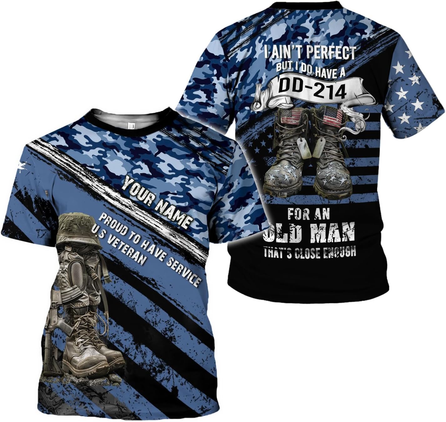 LigtHuy Personalized Name Veteran Shirt 3D, Us Army Shirt, Veteran Shirts, Veteran Shirts for Men, Veteran T Shirts for Men