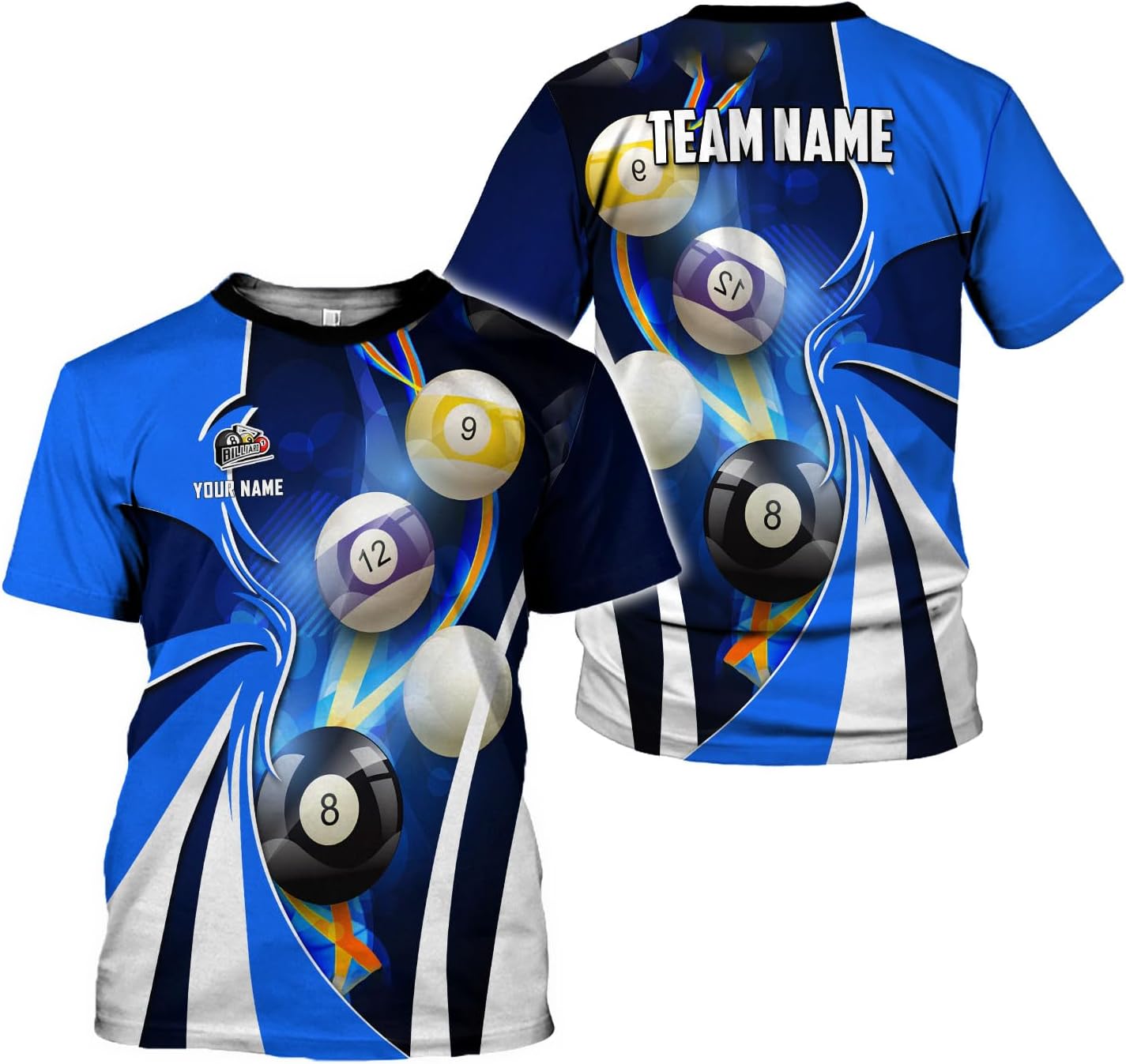 Ligthuy Personalized Name Billiard Shirts 3D, Billiards Shirt 8 Ball Billiard Shirt Custom Men's Pool Men Women1