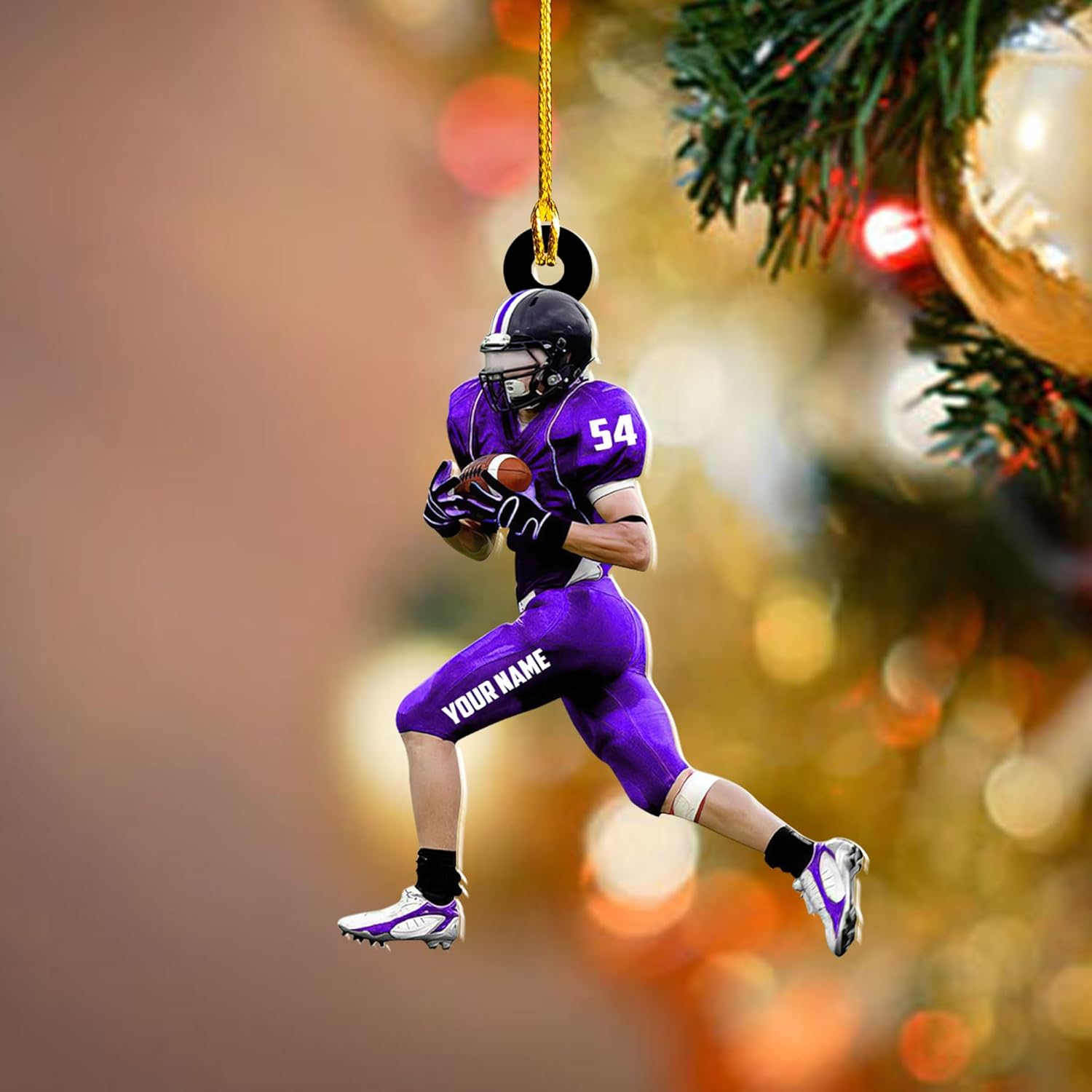 Artparel Personalized Football Ornament Customized Football Christmas Ornaments Football Ornament Christmas Hanging D��cor Gift for Football Fans Football Gifts Gift for Football (FB 24)