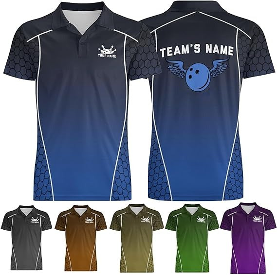 Mostprints Custom Bowling Shirts 3D Polo Shirts Customize Your Name Team Name Personalized Bowling Polo Shirts Jerseys for Men Women