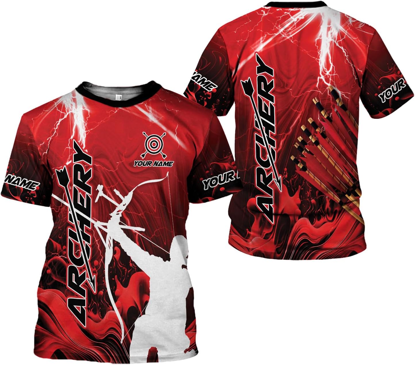 Custom Archery T-Shirt Bow and Arrow Personalized 3D Shirts for Archer Men Women Target Team Archery Apparel Gifts
