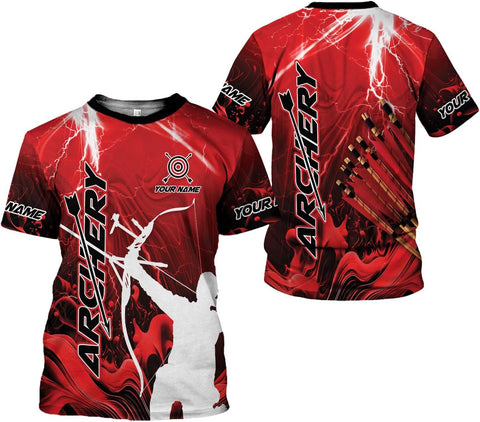 Custom Archery T-Shirt Bow and Arrow Personalized 3D Shirts for Archer Men Women Target Team Archery Apparel Gifts