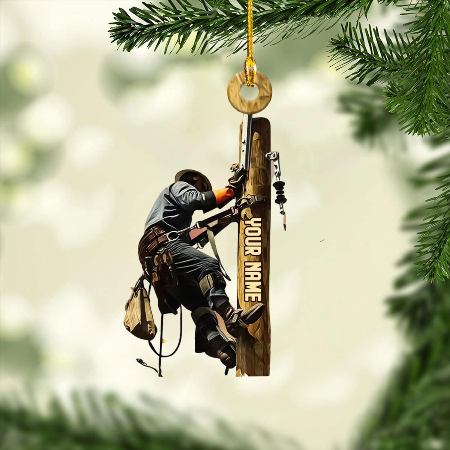 HomeDesign Personalized Lineman Ornament Custom Lineman Ornaments Line Man Christmas Ornaments Gifts for Lineman Ornament Lineman Christmas Hanging Ornament Lineman Gift (Style 2)