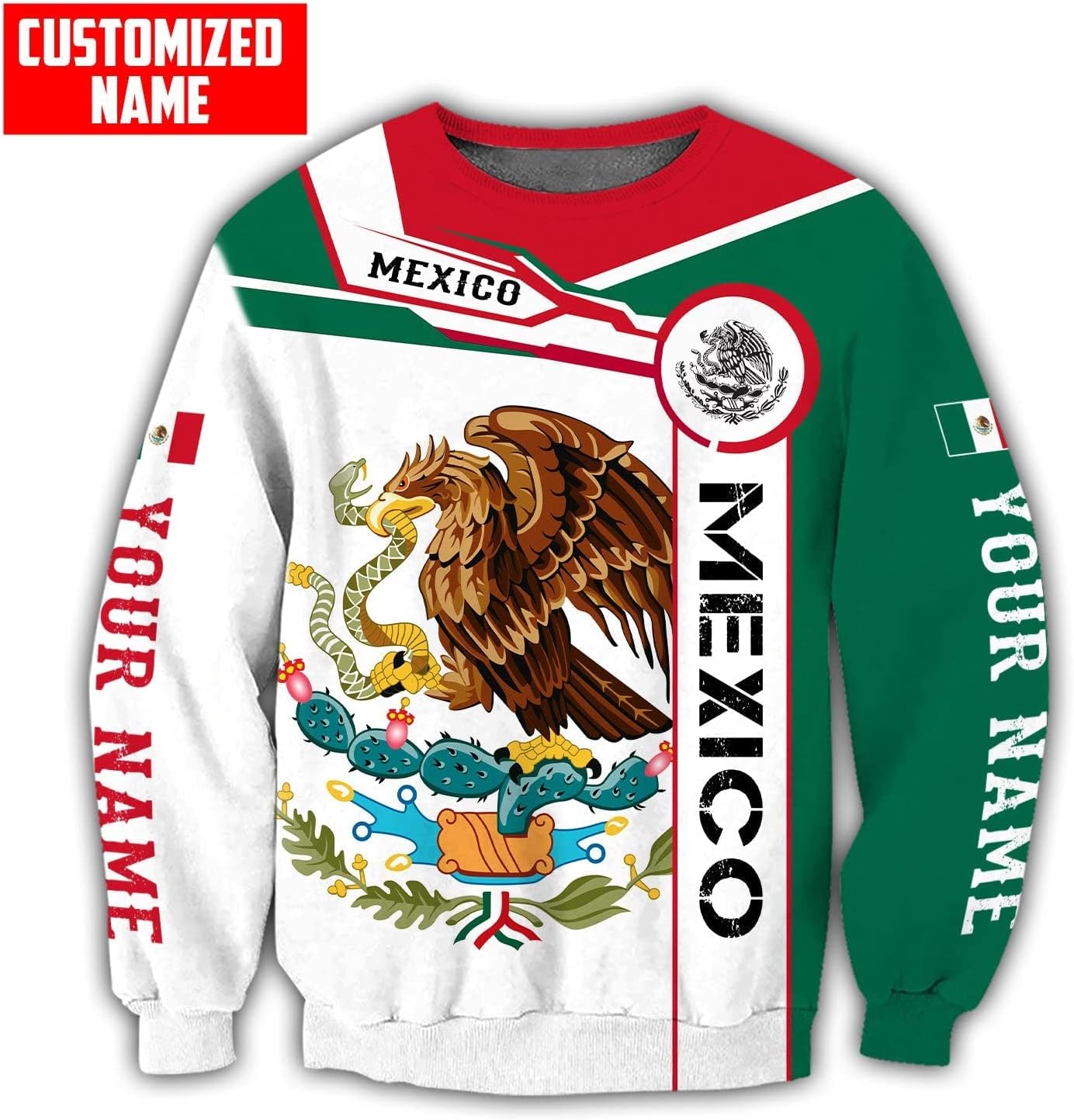 Personalized Name Mexican Hoodie 3D, Customized Mexican Hoodies for Men, Unisex Mexico Hoodie, Mexico Hoodies for Men, Women