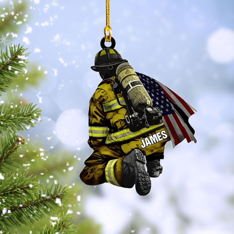 Suseaz Personalized Firefighter Uniform Ornament Firefighter Gifts for Men Firefighter Ornaments for Christmas Tree Firefighter Gifts for Men Firefighter Gifts Xmas (FF13)