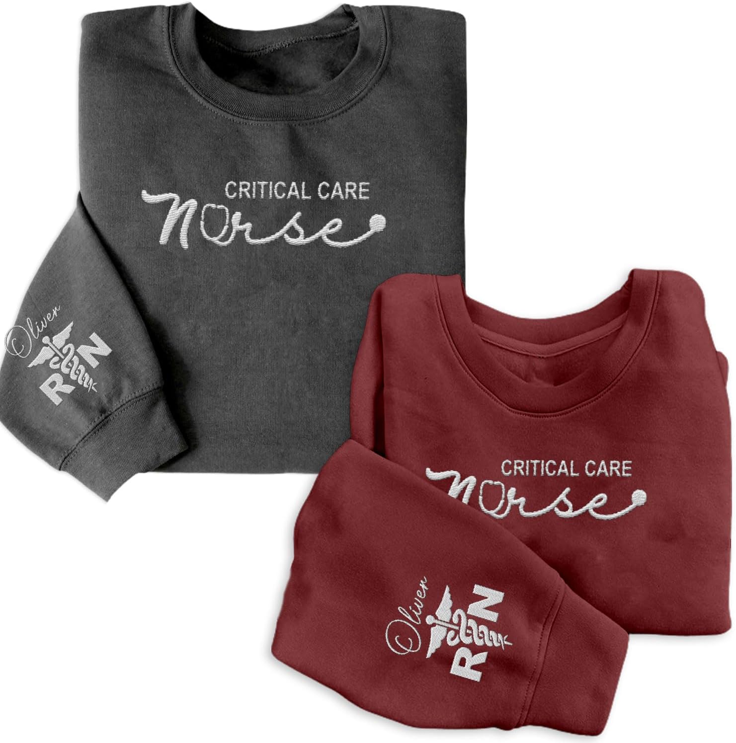 Suseaz Personalized Embroidered Nurse Sweatshirt, Custom Name Nurse Sweatshirt, Gift For Nurse, Women, Nursing School Shirt