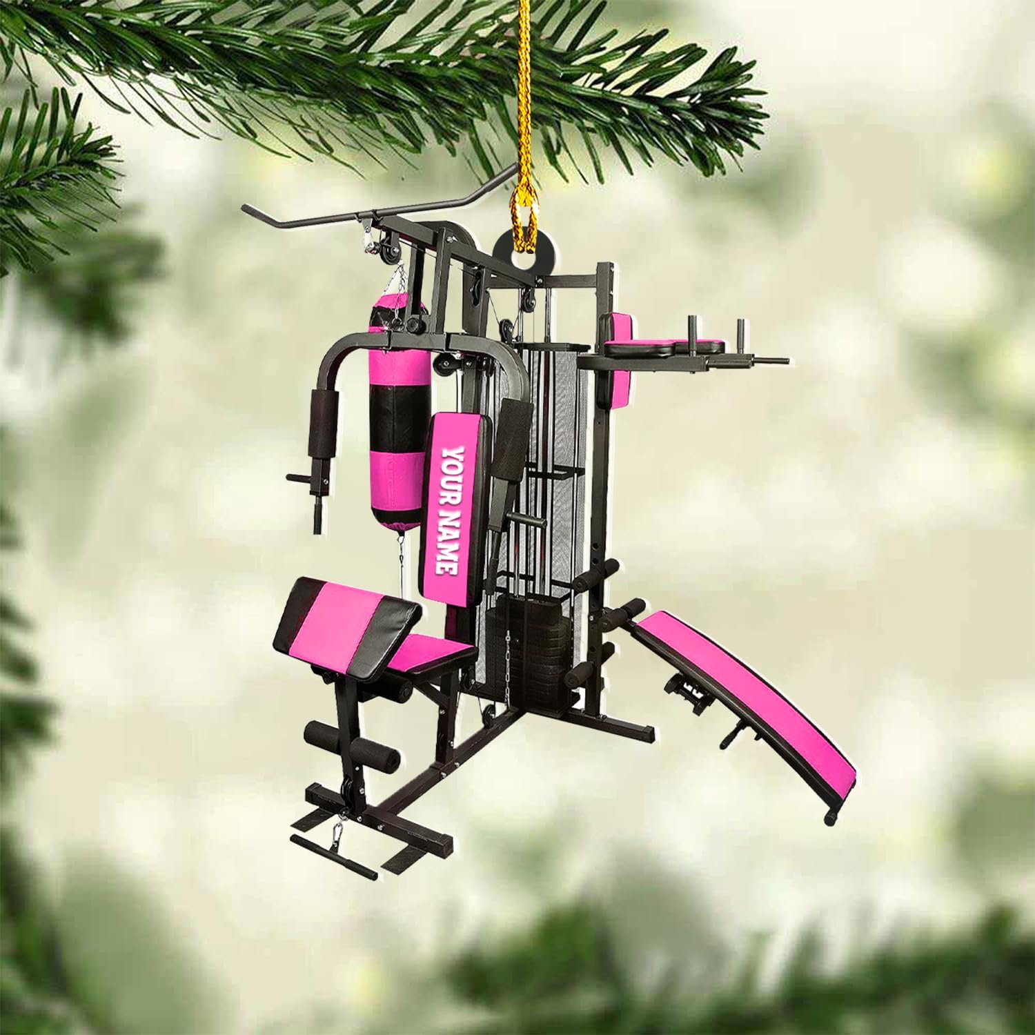 AOVL Personalized Weight Plate Ornament Weight Ornament Fitness Gift for Gym Ornament Merry Liftmas Christmas Hanging Ornaments Weight Plates Ceramic Ornament (DF8)