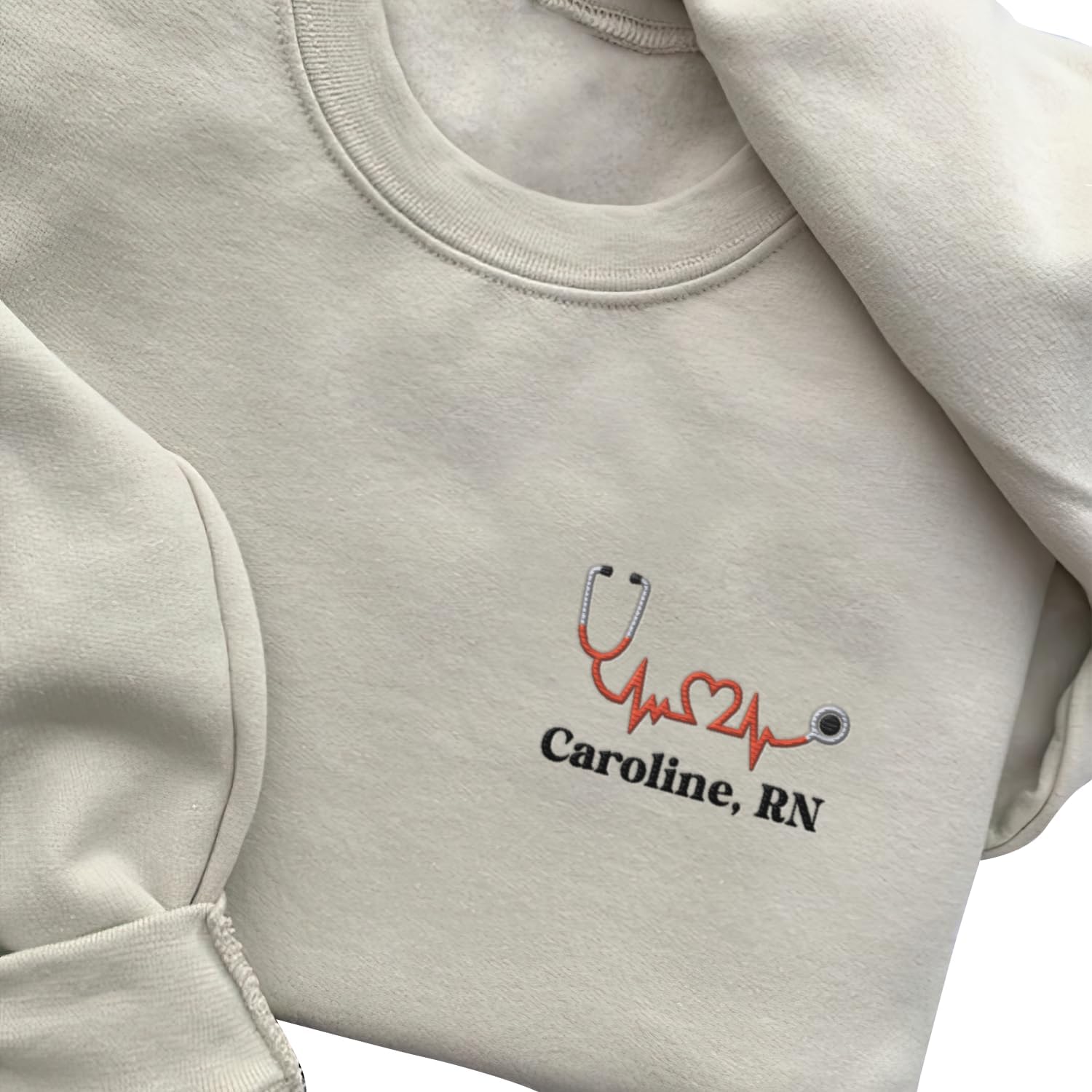 Personalized Embroidered Nurse Crewneck Sweatshirts for Women, Emergency Nurse Registered Nurse Sweatshirt (Cotton, SS72), Small-5X-Large