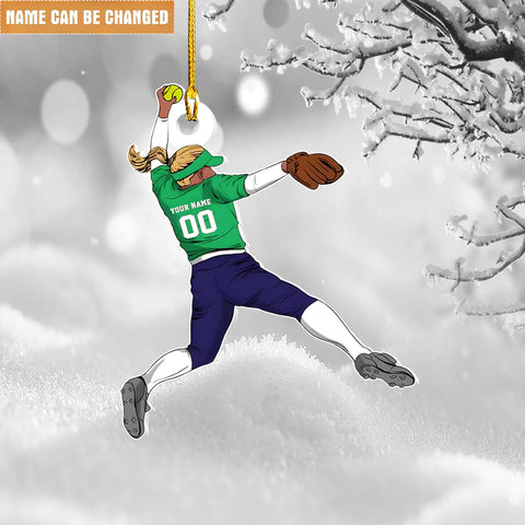 TinoShop Personalized Softball Acrylic Ornament Custom Name & Number Ornaments 2024 for Girl Coach Softball, Softball Gloves Ornament Custom, Softbal Ornament, Softball Ornament Softball Lover (ON467)