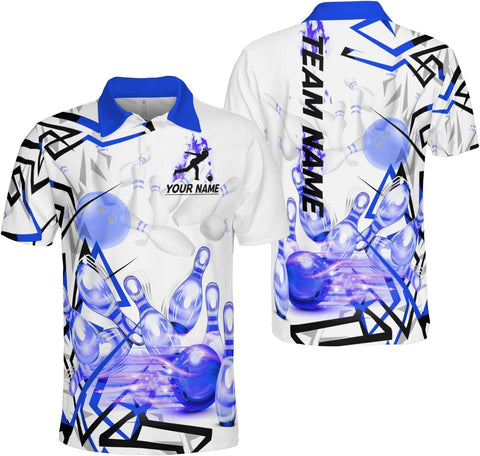 Mostprints Personalized Name Bowling Polo Shirts 3D for Men and Women, Bowling shirt, Bowling Shirts for Men Team Bowling Shirt