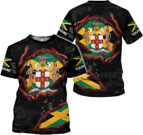 Ligthuy Personalized Jamaica Shirt 3D, Custom Jamaica Flag Lion Shirt for Men and Women, Jamaican Pride T-Shirt Unisex