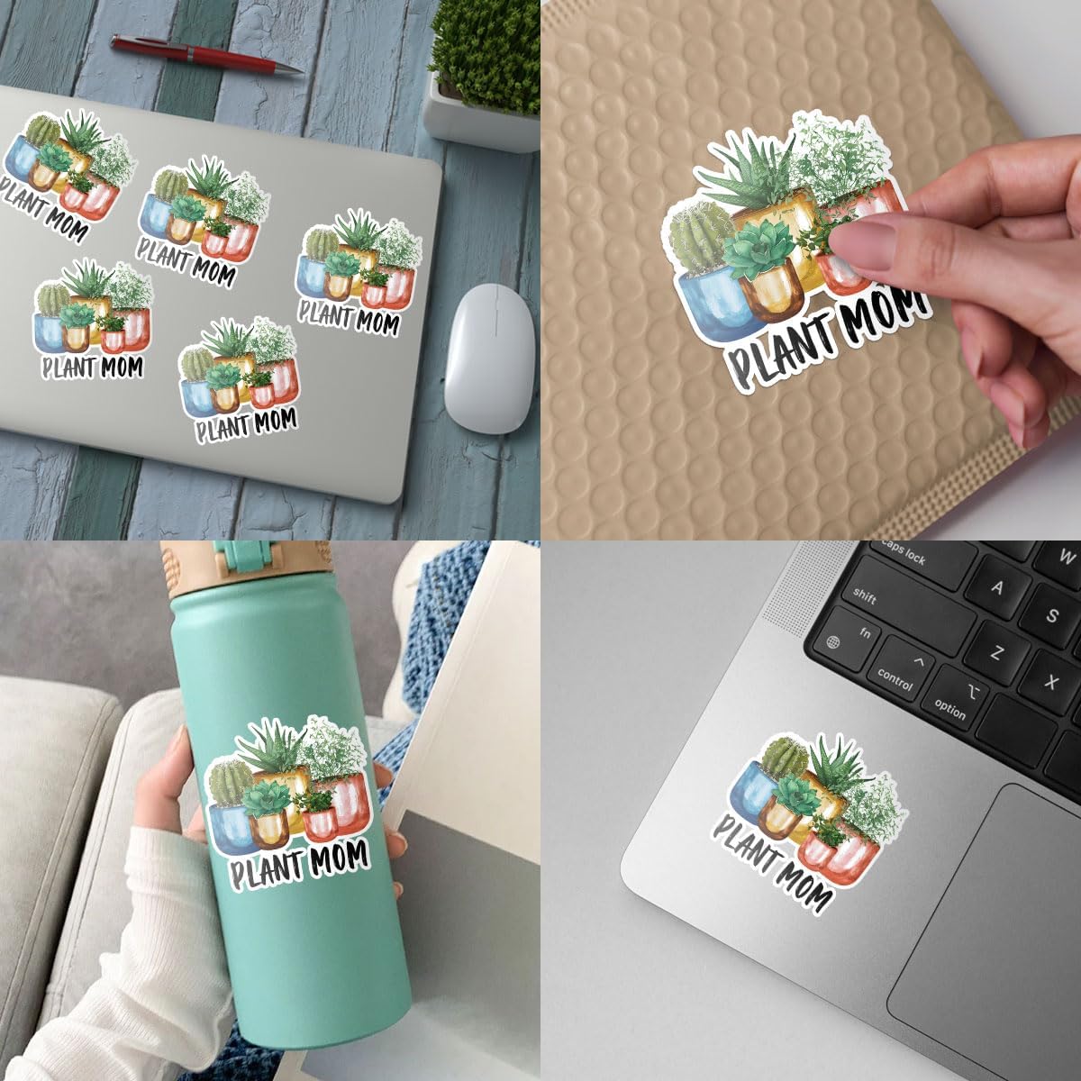 (3Pcs) Plant Mama Sticker, Plant Vinyl Decal, Laptop Plant Stickers, Mom Plant Accessories, Mama Accessories, Great Gifts for Mom - Stickers for Laptop Water Bottle Phone Car Window Helmet 3" (PM 1)