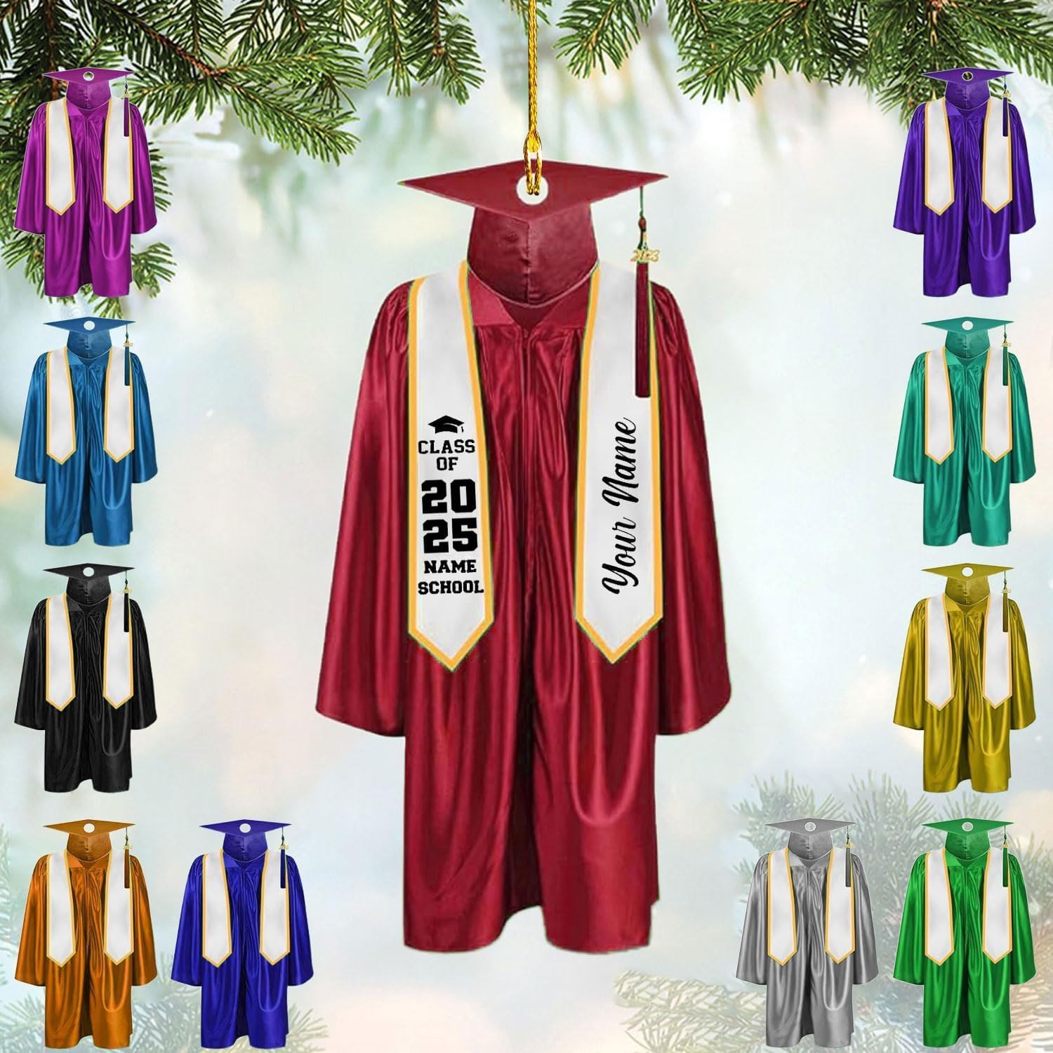 Personalized Graduation Ornaments Class of 2024 Graduation Gown Ornament Gifts Graduation Ornaments Class of 2025 College Graduation Ornaments Class of 2024 Graduate Ornament Tree Hanging Decor (G6)