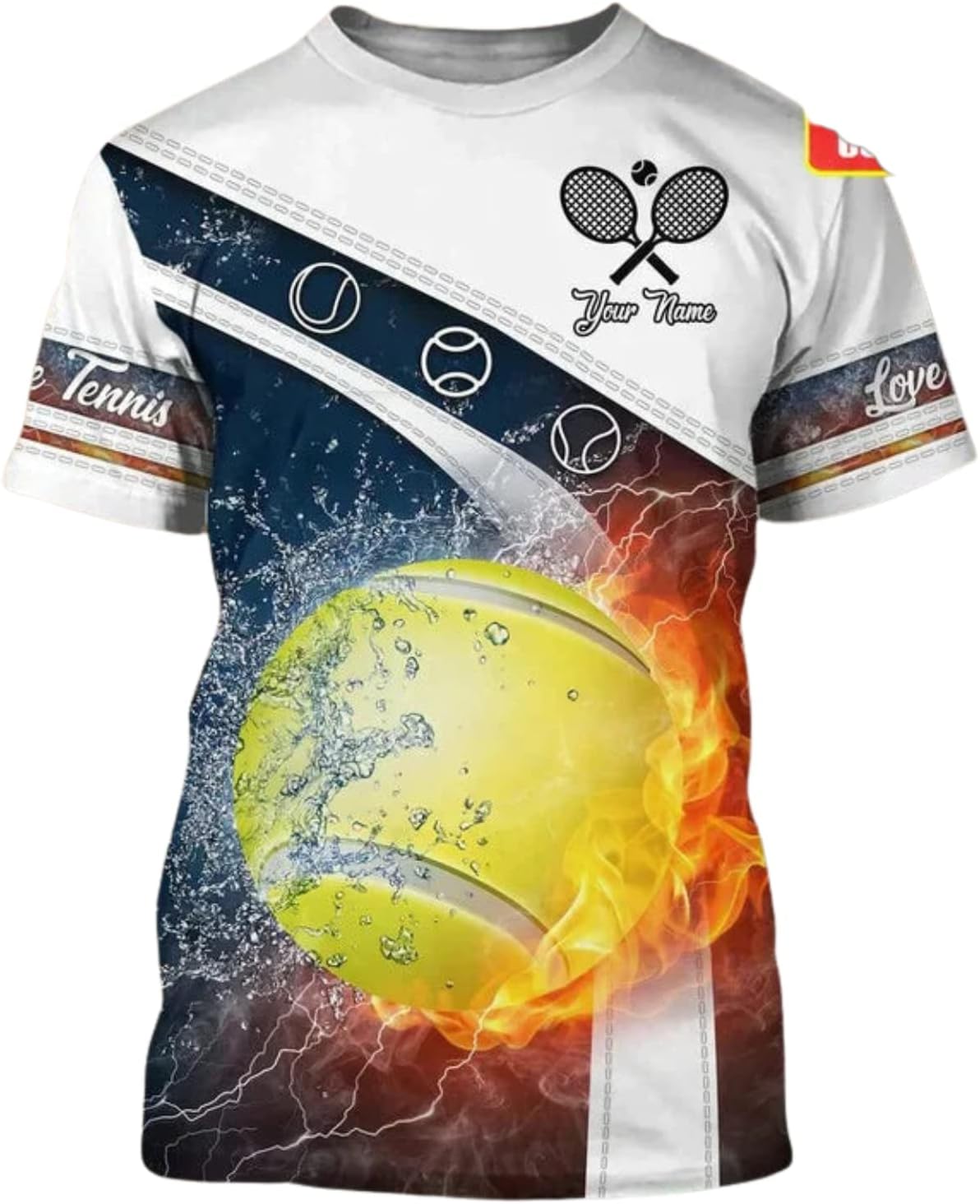 Personalized 3D Printed Tennis Shirt, Men's & Women's - Player Gift Tee - Uniform