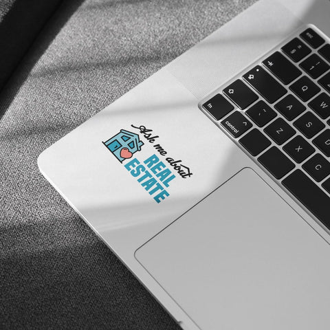 3 Pcs Ask Me About Real Estate Sticker, Real Estate Decal Laptop, Real Estate Computer Decal, Real Estate Laptop Sticker Agent Labor Woker Investor Stickers Laptop Phone Car Helmet 3"x3" (R1)