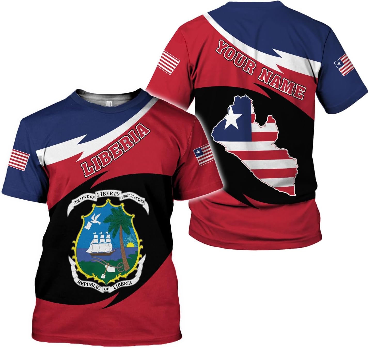 MoonArt Personalized Liberia Shirts Liberian Coat of Arms Flag Liberia 3D Shirts Liberia Liberian Pride Gift