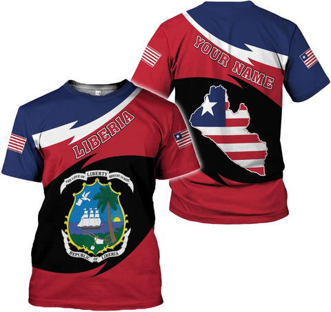 MoonArt Personalized Liberia Shirts Liberian Coat of Arms Flag Liberia 3D Shirts Liberia Liberian Pride Gift