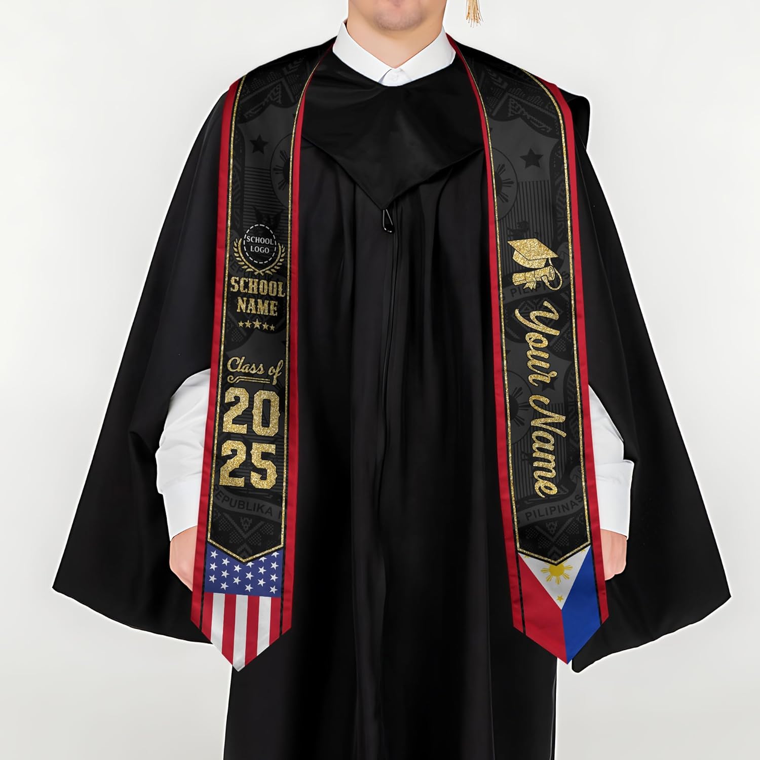 Customize Filipino Graduation Sash, Philippines Graduation Stole, Philippine Graduation Sash 2025