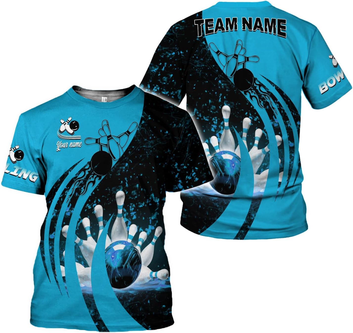 Rivelus Personalized Name Bowling Shirts for Men and Women 3D, Bowling Shirts for Team Bowling, Bowling Shirts Gift
