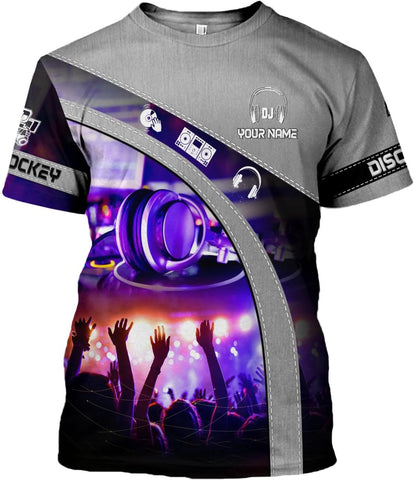MAPrints Personalized DJ 3D T-Shirts, Custom Name DJ 3D Tee, EDM Music Festival Clothing, DJ Gift Birthday, DJ Gifts for Men