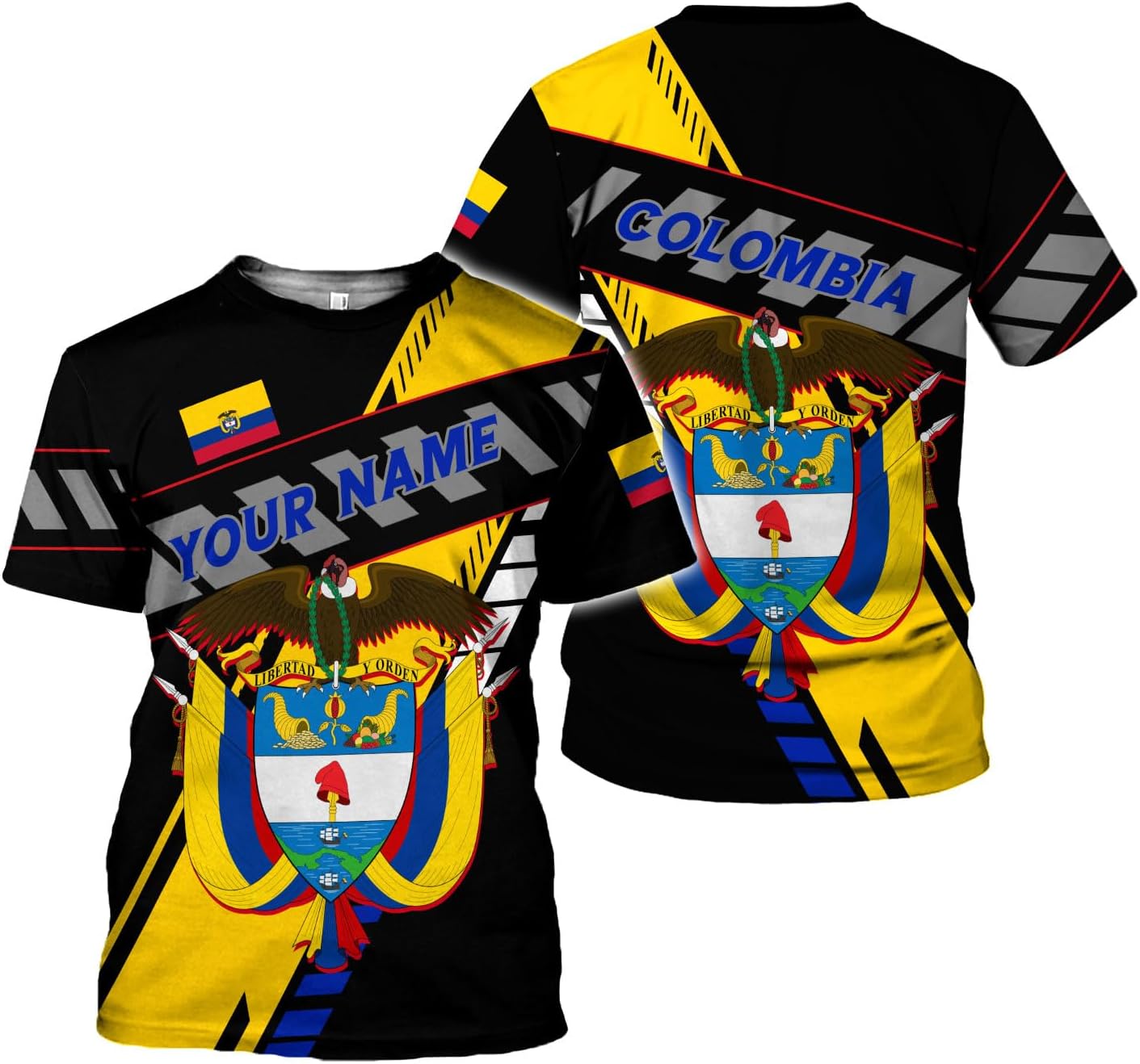 Mostprints Personalized Colombia Shirt 3D, Custom Colombia Flag Shirts for Men Women, Colombian Pride T-Shirt, Unisex Shirt