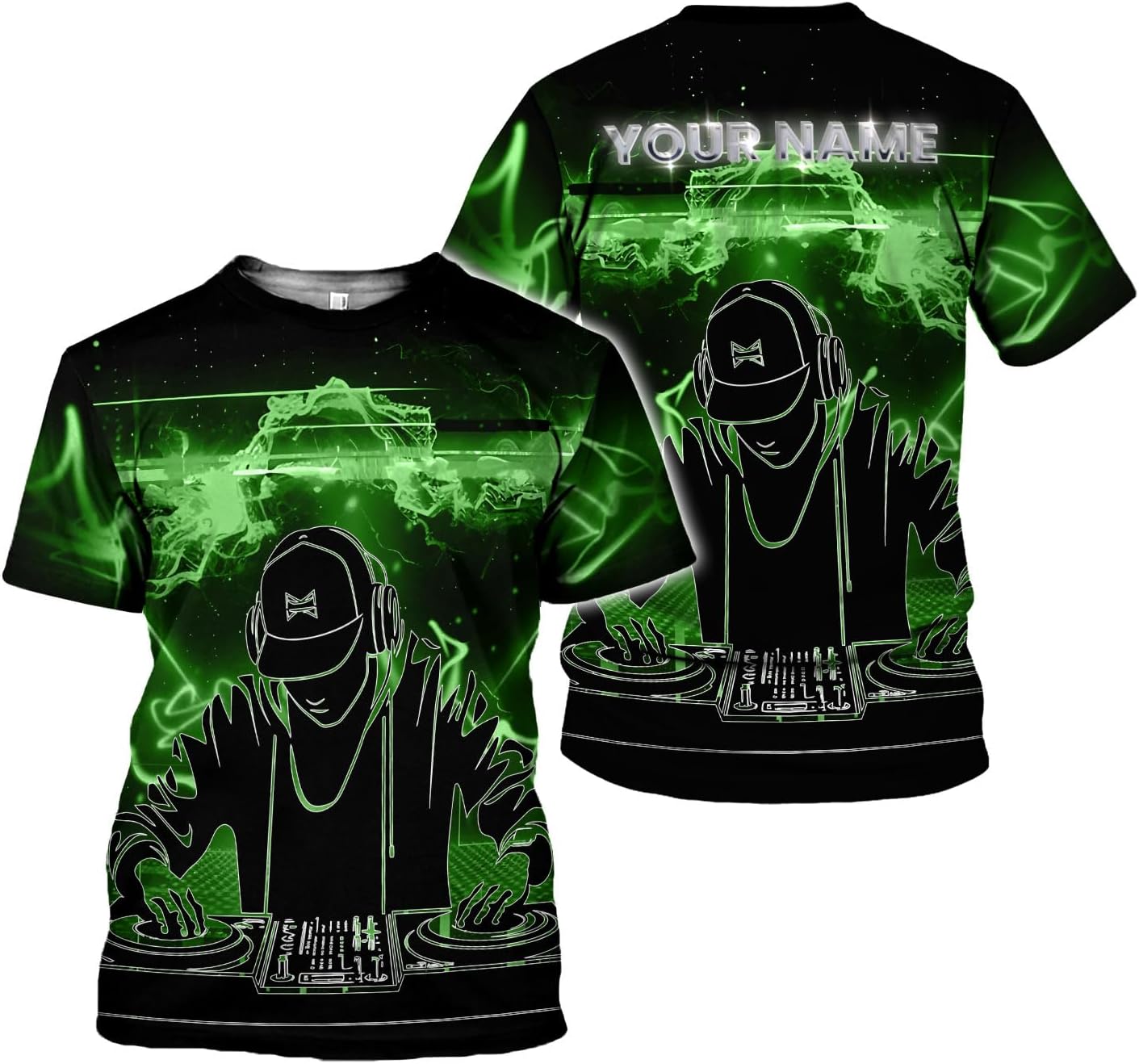 Personalized DJ Shirt, Custom DJ Shirts for Men DJ Player Music Lover DJ Gifts Music EDM Festival Cool DJ Party Djs Disc Tee