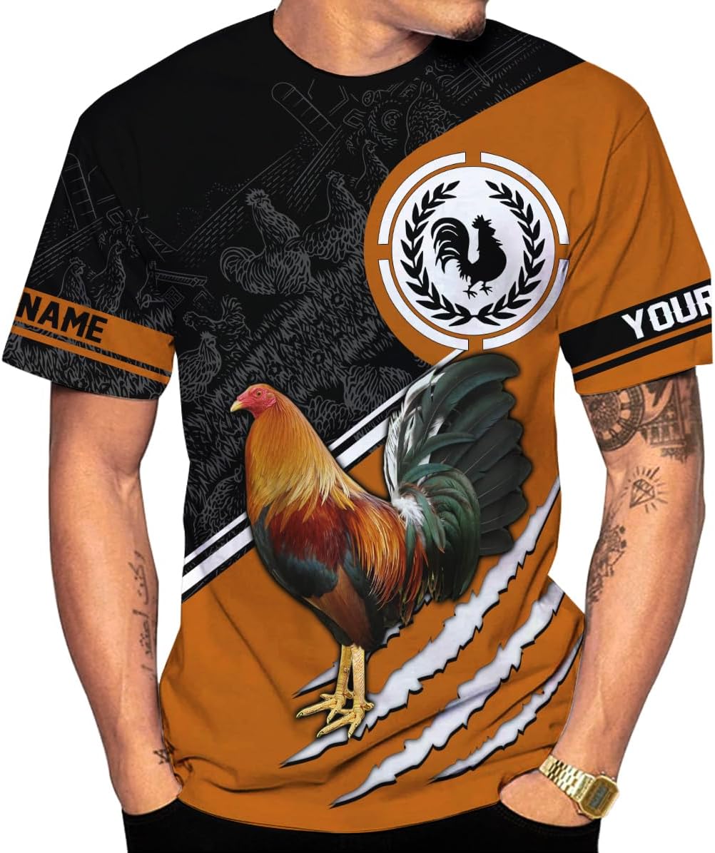 Mostefy Personalized Name Rooster Shirt 3D, Rooster Shirts for Men, Chicken Tshirts Shirts for Women, Funny Chicken Shirts
