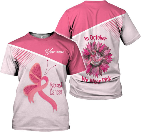 Mostprints Personalized Name Breast Cancer Shirts for Women 3D, Breast Cancer Shirt, Breast Cancer Gifts for Women S-5XL