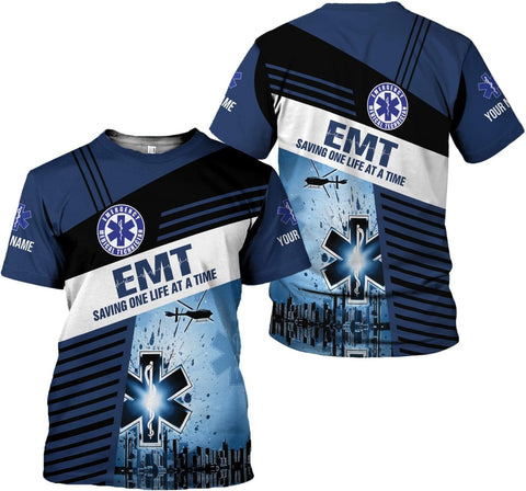 Mostprints Personalized Name EMT Shirt 3D Uniform Emergency Medical Technician, EMS Shirts for Men, EMS Shirt, Paramedic Shirt