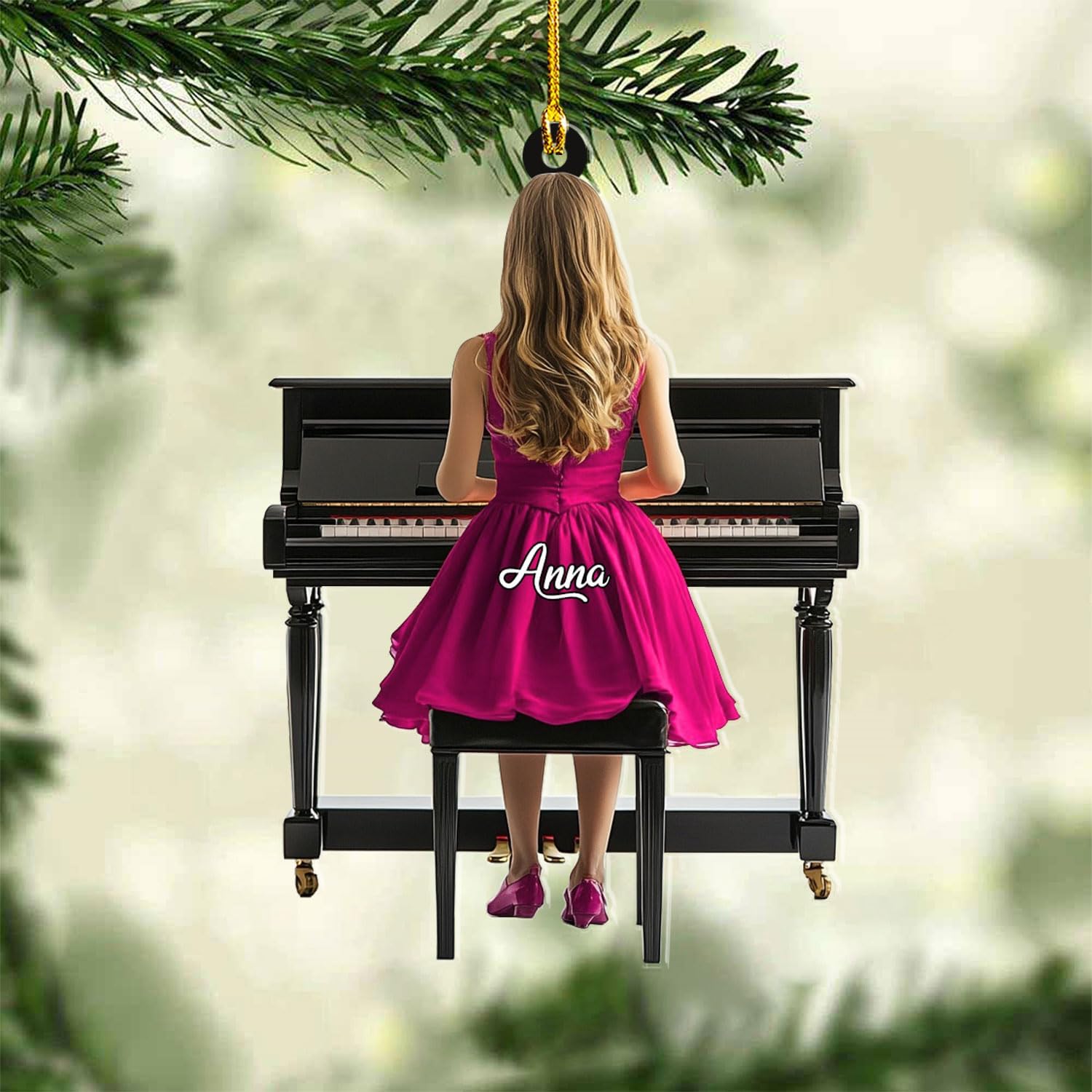 Podagree Personalized Piano Ornament, Custom Piano Ornament Piano Christmas Ornament 2023, Music Instrument Player Keyboard Ornament Decor, Gift for Piano Lover, Music Lovers (PAN10)