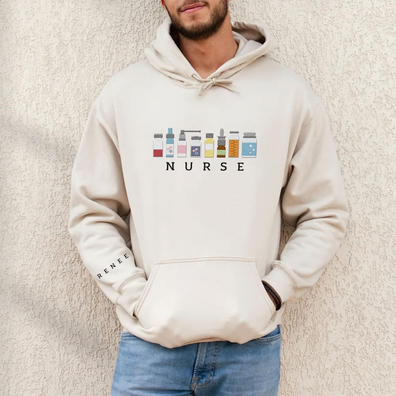 Personalized Embroidered Nurse Sweatshirt For Women Custom Name Registered Nurse Sweatshirt Crewneck Pullover Idea Nurse Gift