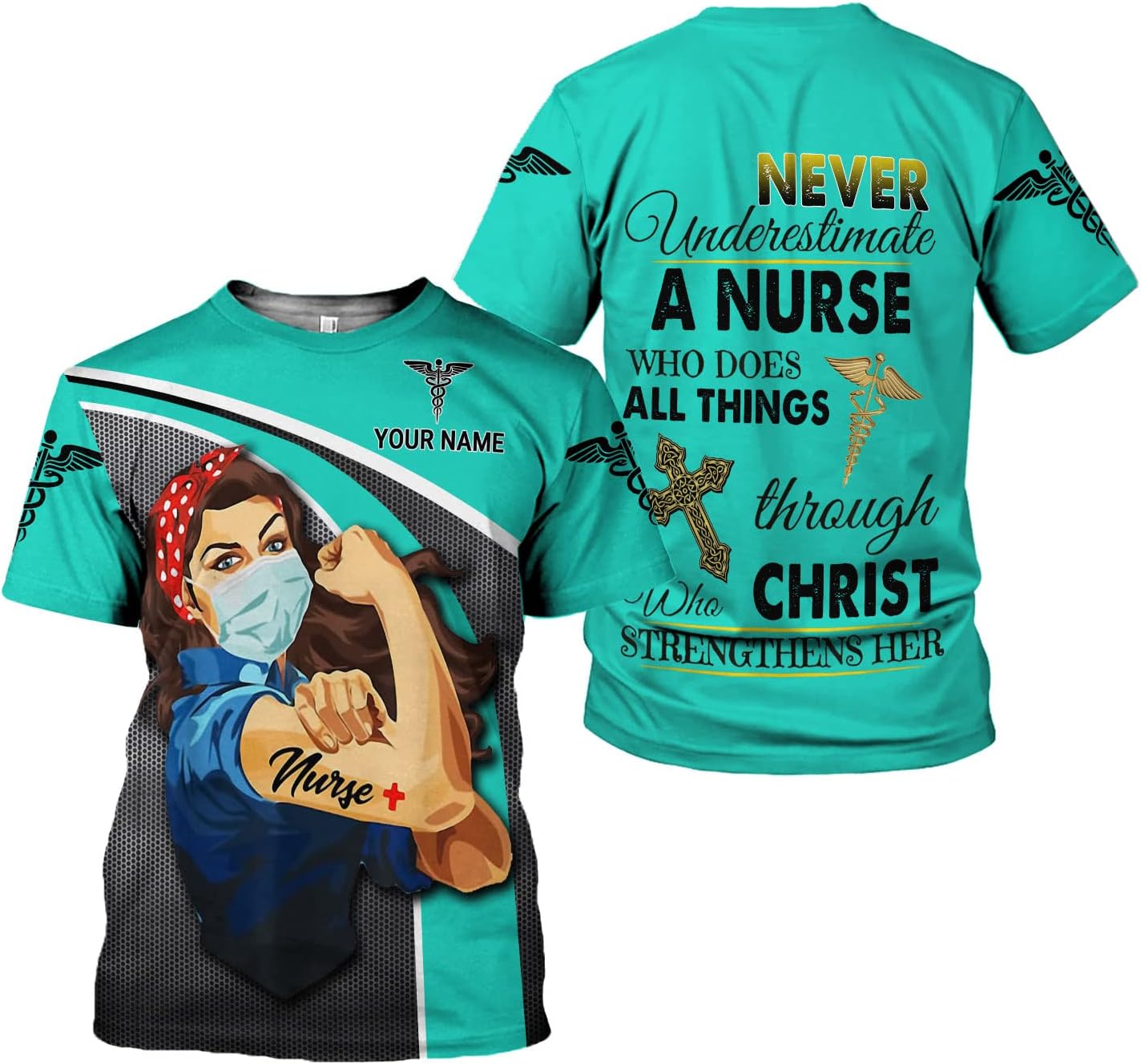 Mostprints Personalized Name Nurse Shirt, Nurse Shirts for Women, Nurse Shirts Gift, Nursing Shirts Emergency Shirts for Women