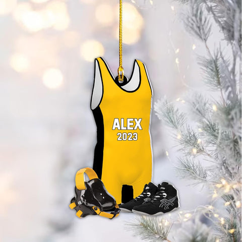 Artparel Personalized Wrestling Ornament Wrestling Helmet Ornaments Wrestling Christmas Ornament Gift for Wrestling Player Wrestling Christmas Tree Ornaments for Boys or Girls (Wrestling 5)