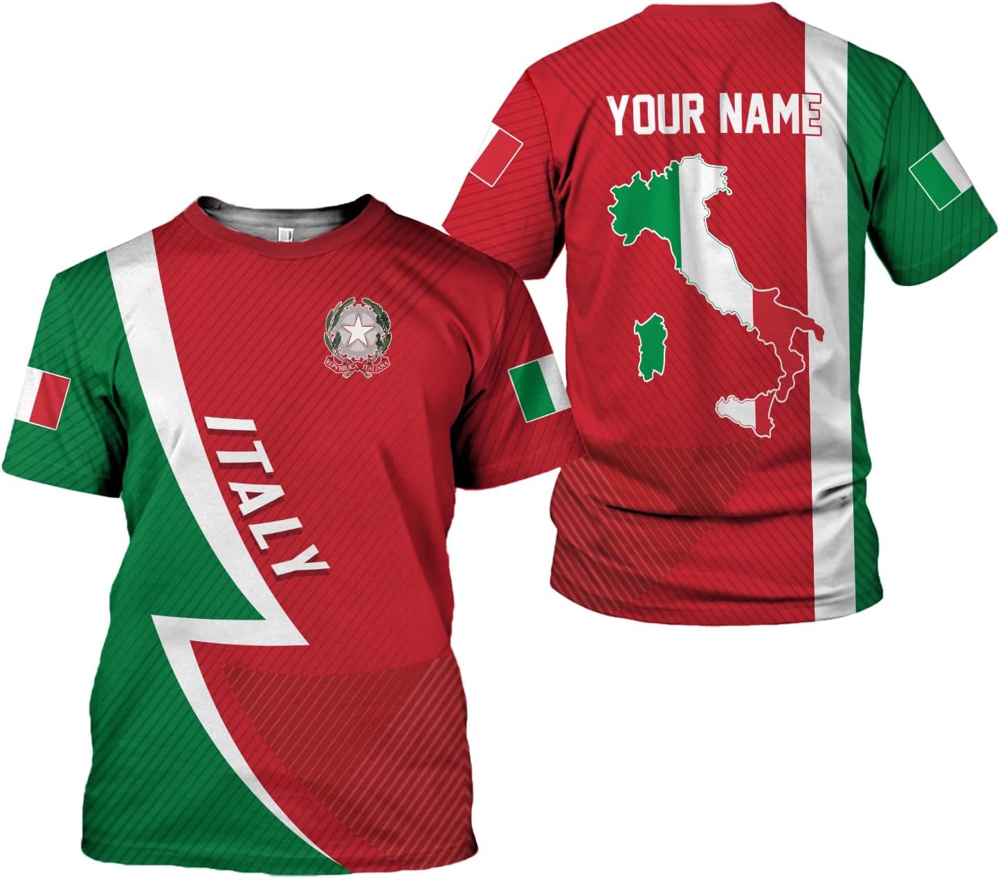Personalized Name Italy Shirt 3D All Over Print, Italia T-Shirt, Roma Shirt, Italy Flag Pride Camisa for Italian (ITA 6)