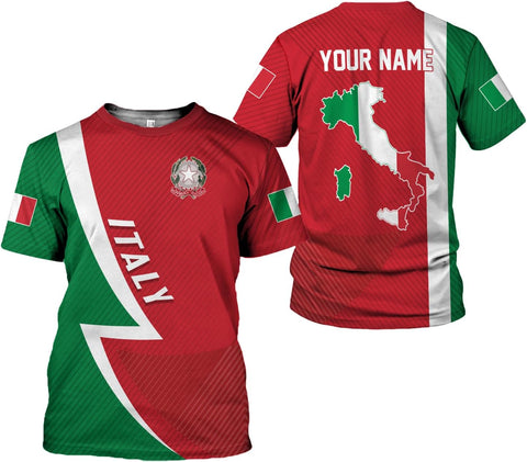 Personalized Name Italy Shirt 3D All Over Print, Italia T-Shirt, Roma Shirt, Italy Flag Pride Camisa for Italian (ITA 6)