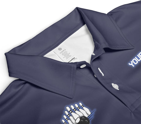 Personalized Name Bowling Polo Shirts 3D for Men & Women, Custom Bowling Shirts for Team, Bowling Team Polo Shirt (PE + 3-5% Spandex, PL100)