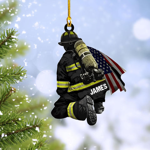 Suseaz Personalized Firefighter Uniform Ornament Firefighter Gifts for Men Firefighter Ornaments for Christmas Tree Firefighter Gifts for Men Firefighter Gifts Xmas (FF13)