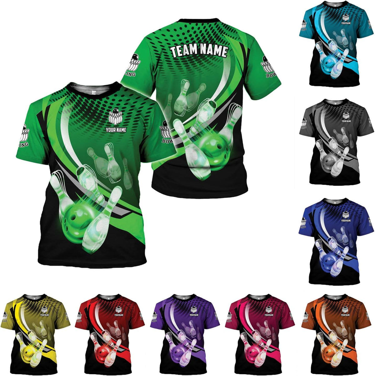 Rivelus Personalized Name Bowling Shirts for Men and Women 3D, Bowling Shirts for Team Bowling, Bowling Shirts Gift 4