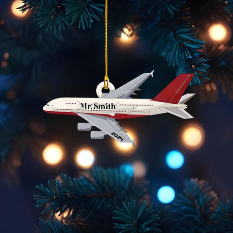 Podagree Personalized Airplane Ornaments for Christmas Tree - Airplane Christmas Ornament 2023, Pilot Airplane Captain Christmas Tree 2023, Pilot Ornament Xmas Gifts Christmas Pilot Flight (APL5)