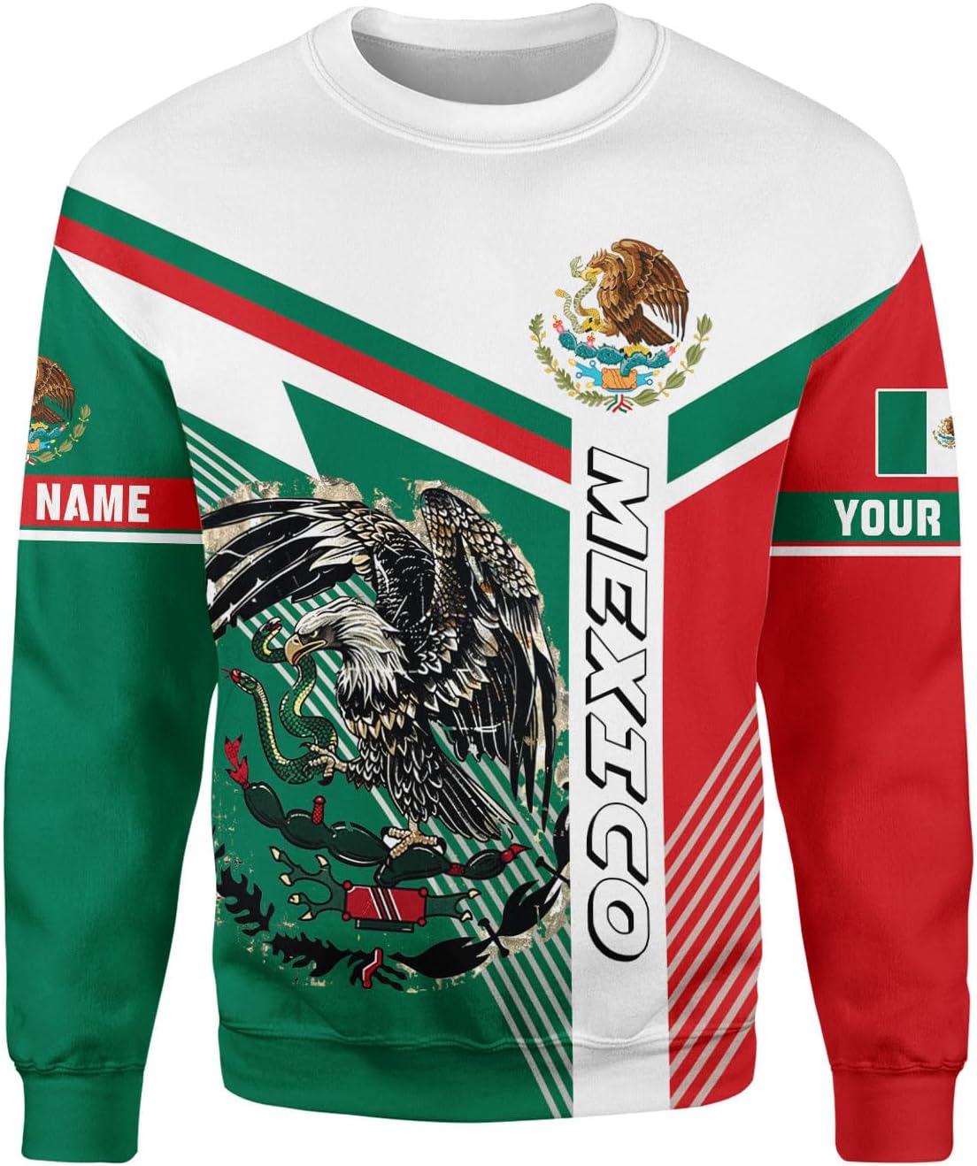 HomeDesign Custom Mexico Shirts Personalized Name Mexican 3D Flag Shirt for Men Women Aztec Unisex US Eagle Pride Camisas