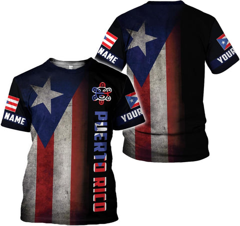 Woseprints Personalized Name Puerto Rico 3D Shirt, Puerto Rico Flag T-Shirt for Men & Women